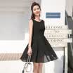 Antarctic nanjiren Dress Chiffon Slim Simple Medium Long Dress Black Purple XL