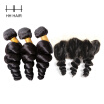 HHHair Brazilian Virgin Hair 3 Bundles With Lace Frontal Closure 13X4 Loose Wave Human Hair Weaves Closure