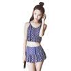 Meishan 2017 summer new split small chest gather conservative cover belly was thin fresh sexy high waist skirt style swimsuit 7048 blue L