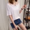 VIVAHEART Korean casual loose jacket T-shirt cotton short-sleeved round neck student female VWTD174140 white S