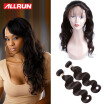 2 Pcs Brazilian Body Wave 2242 360 Frontal With Bundles Allrun Cheap Unprocessed Human Hair Bundles Brazilian Hair Weave Bundles