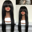 Brazilian Virgin Hair Wigs Full Lace Human Hair Wigs For Women With Bangs Silky Straight Hair Full Lace Front Wigs Fast Shipping