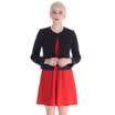 Aise V DOUCE Women&39s Black Round Collar Leather Stitching Jacket Jacket ADT862250240
