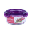 Lokchu buckle will breathe crisper box breathable glass lunch box increase type lunch box microwave oven glass bowl sealed storage box LLG224V purple 750ML