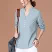 CITYPLUS Arts Fan Li collar wild primer shirt loose long-sleeved shirt CWCC172473 light blue L