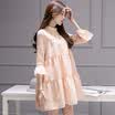 Siberian ropes 2017 pink round neck seven sets of sleeves sleeves loose lovers sleeves waist lace with necklace S71R0738A7M white M