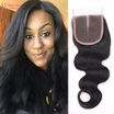 Brazilian Body Wave Closure 8A Brazilian Virgin Hair Top Lace Closure Natural Color 44inch Bleached Knots Free Part Closure