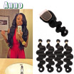 4 Pc Lot Brazillian Body Wave With Closure Top 6a Grade Brazilian Virgin Hair With Lace Closure ANNO Hair Bundles And Closure