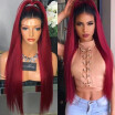 Rooted Human Hair Wig Red Color Virgin Brazilian Burgundy Full Lace Wigs Silky Straight Lace Front Wigs Two Tone Ombre Hair Wig