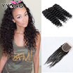 YYONG Hair Brazilian Deep Wave Virgin Hair With Lace Closure 1B Black Hair Weave 3 Bundles With Lace Closure MiddleFree3 Part