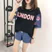 VIVAHEART fashion embroidery cowboy stitching short-sleeved T-shirt female loose half-sleeved coat tide VWTD174234 black L