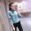 VIVAHEART Sen Female Button Cartoon Decoration Cycling Lapel Long Sleeve Cotton Shirt Female VWCC172332 Blue M