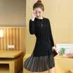VIVAHEART Korean version of the long paragraph loose long-sleeved knitted fake two-piece dress women&39s VWQZ172239 black M