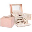 VLANDO jewelry box gift boxed wooden European style with a make-up mirror storage box jewelry box birthday wedding day Valentine&39s Day gift pomegranate red
