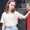 Yixiang Liying 2017 summer new fashion casual simple solid color wild collar hit color short-sleeved T-shirt shirt 870321219 pink XL