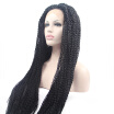 Anogol Long Black Kinky Curly Handmade Glueless Peruca Laco Sintetico Heat Resistant Wigs Synthetic Lace Front Wig