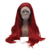 Anogol Handmade Glueless Long Straight Red Heat Resistant Fiber Peruca Laco Sintetico Natural Hair Wigs Synthetic Lace Front Wig
