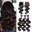 grade 7A malaysian virgin hair with lace closure 4 bundle deals body wave with closure malaysian body wave hair aliexpress uk