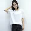 City plus CITYPLUS art student wind round neck hole casual wild open fork t-shirt woman CWTD174473 green S