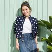 Semir short-sleeved shirt loose short section of the waist of Hong Kong taste retro wave point shirt 13216040215 blue&white tone M