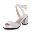 WETKISS Big Size 34-43 Genuine Leather Ankle Strap Vintage Buckle Summer Women Sandals Concise Solid Hoof High Heels Shoes Woman