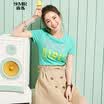 Semir Semir short sleeve T-shirt summer round neck Korean casual letter cotton half sleeve T-shirt 12216000004 pink green L