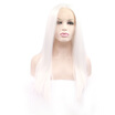 Anogol Long Straight White Peruca Laco Sintetico Synthetic Heat Resistant Hand tied Wig For Women Synthetic Lace Front Wigs