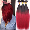 Unprocessed 8A Mink Brazilian Virgin Hair Ombre Straight Brazilian Hair Burgundy Brazilian Hair Tissage Brizilian Virgin Hair
