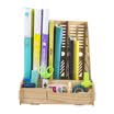 Jinlongxing Glosen wooden file box triple file rack table information file tray office file basket with pen holder stationery desktop storage box DIY D9112 wood grain