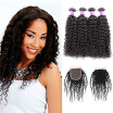 Peruvian Virgin Hair with Closure 10A Grade Virgin Unprocessed Human Hair with Closure Afro Kinky Curly Virgin Hair with Closure