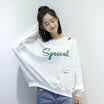 City plus CITYPLUS literary Fan collar collar hole letters were thin sweater printing long paragraph loose long-sleeved T-shirt female CWTC174476 white M