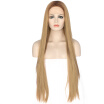 Anogol Handmade Blonde Long Straight Heat Resistant Fiber Hair Wigs Peruca Laco Sintetico Synthetic Lace Front Wig