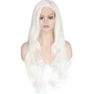 Anogol White Wavy Long Body Wave Peruca Laco Sintetico Heat Resistant Fiber Hair Women Wigs Synthetic Lace Front Wig