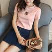 Longyue Women Korean Slim Cute Bear T-Shirt Short Sleeve T-Shirt Half-Sleeve Casual Bundled LWTD172201 Pink M