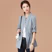 City plus CITYPLUS 2017 autumn new women&39s solid color in the long section of the collar jacket female loose casual windbreaker CWWT178257 gray blue M