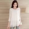 A pond morning 2017 autumn chiffon shirt female long sleeve A version of high waist was thin lace bottoming shirt S71R0698A609M lavender M
