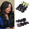 100 Brazilian Virgin Hair With Closure Body Wave 3 Bundles With Closure Brazilian Body Wave Hair Weaves With Closure 4PcsLot