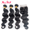 Mongolian Virgin Hair Body Wave With Closure Unprocessed Human Hair Extensions 3 Bundles With Lace Closure Free Middle 3 Part
