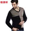 Hengyuan Cheung thermal underwear men&39s jacquard thickening plus velvet underwear can be outside the business sweater set C section Army green V-neck XXL 180105