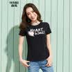 Semir Semir short sleeve T-shirt summer round neck print Korean version of the cotton half-sleeved T-shirt 12216000005 black M