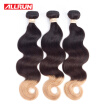 Allrun Brazilian Virgin Hair Body Wave 3 Bundles T1b427 Three Tone Color Ombre Brazilian Hair Weaving 100g Per Ombre Hair Bundle