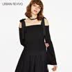 UR ladies strapless long sleeve straps straps casual t-shirt YU12S4HN2000 deep black XL
