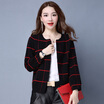 A bowl of 2017 Korean version of the sweet Slim was thin long-sleeved sweater women&39s autumn cardigan short sweater jacket S63F0021A1294M black&red bars M