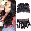 Brazilian loose wave With Closure 3 Bundles Brazilian Virgin Hair Weave Bundles With Closure 13X4 Lace Frontal With Bundles