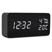 TXL alarm clock creative mute voice control luminous electronic clock fashion living room wood clock clock Zhong Ruisi E black