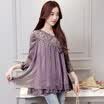 A pond morning 2017 autumn chiffon shirt female long sleeve A version of high waist was thin lace bottoming shirt S71R0698A609M lavender M