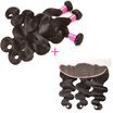 3 Bundle With Lace Frontal Closure with bundles straight Mink Brazilian Virgin Hair 130 Destiny Human Hair Frontals Body Wave