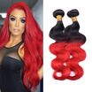 Brazilian Body Wave hair Two bundles T1BRed human Hair extensions 2 Tone Non-Remy Hair weaving 12-24inch