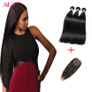 Peruvian Full Lace Closure With Bundles Peruvian Virgin Straight Hair With Closure 3 bundles with closure