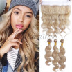 7A Cheap 13x4 Ear to Ear Lace Frontal Closure With Bundles Peruvian Virgin Hair Body Wave Ombre 27 Honey Blonde Color